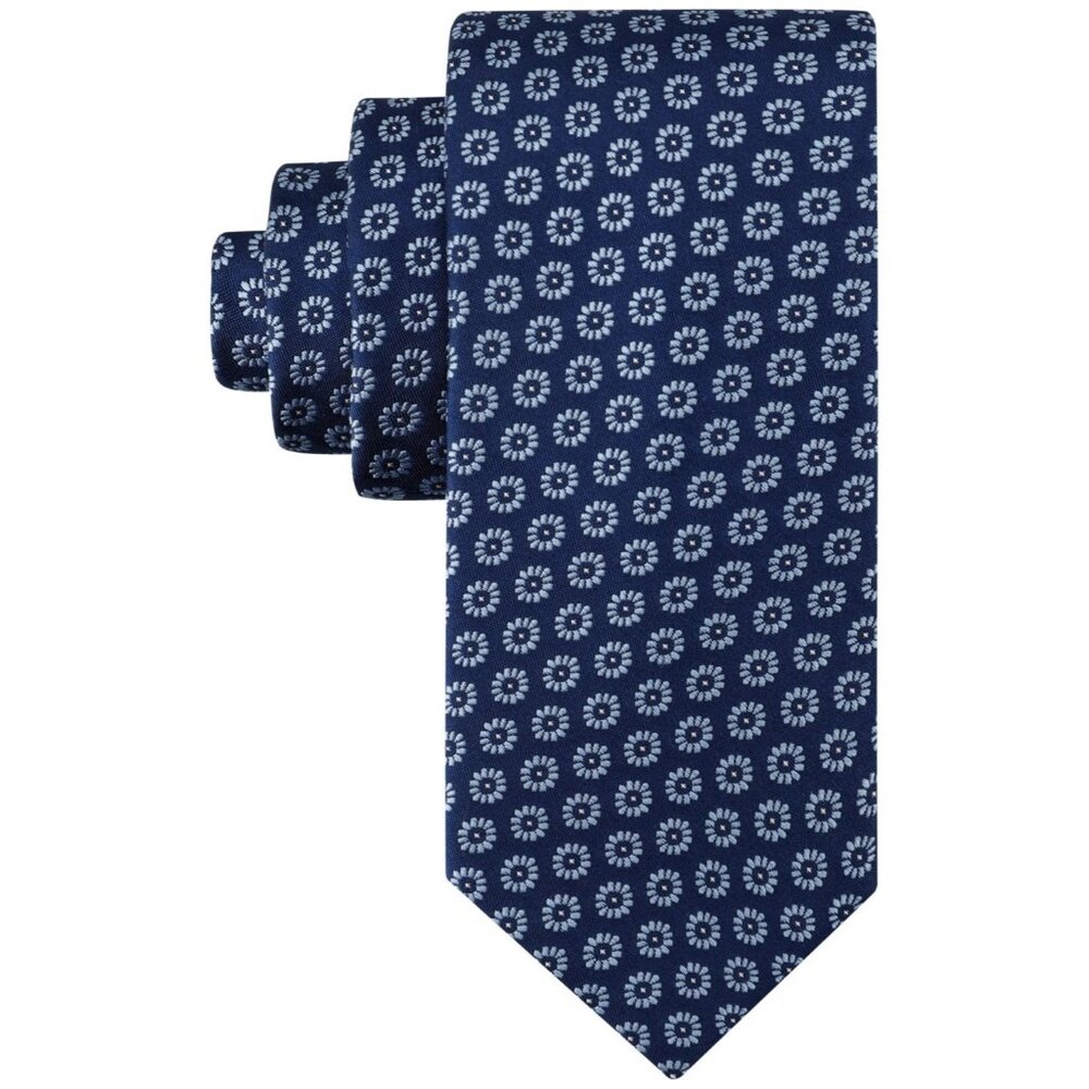 NWT Tommy Hilfiger Jordan Floral Necktie Navy Blue 3" Silk Blend Men's Tie